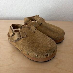 Zara kids toddler 24 suede clogs sandals mules with ankle strap